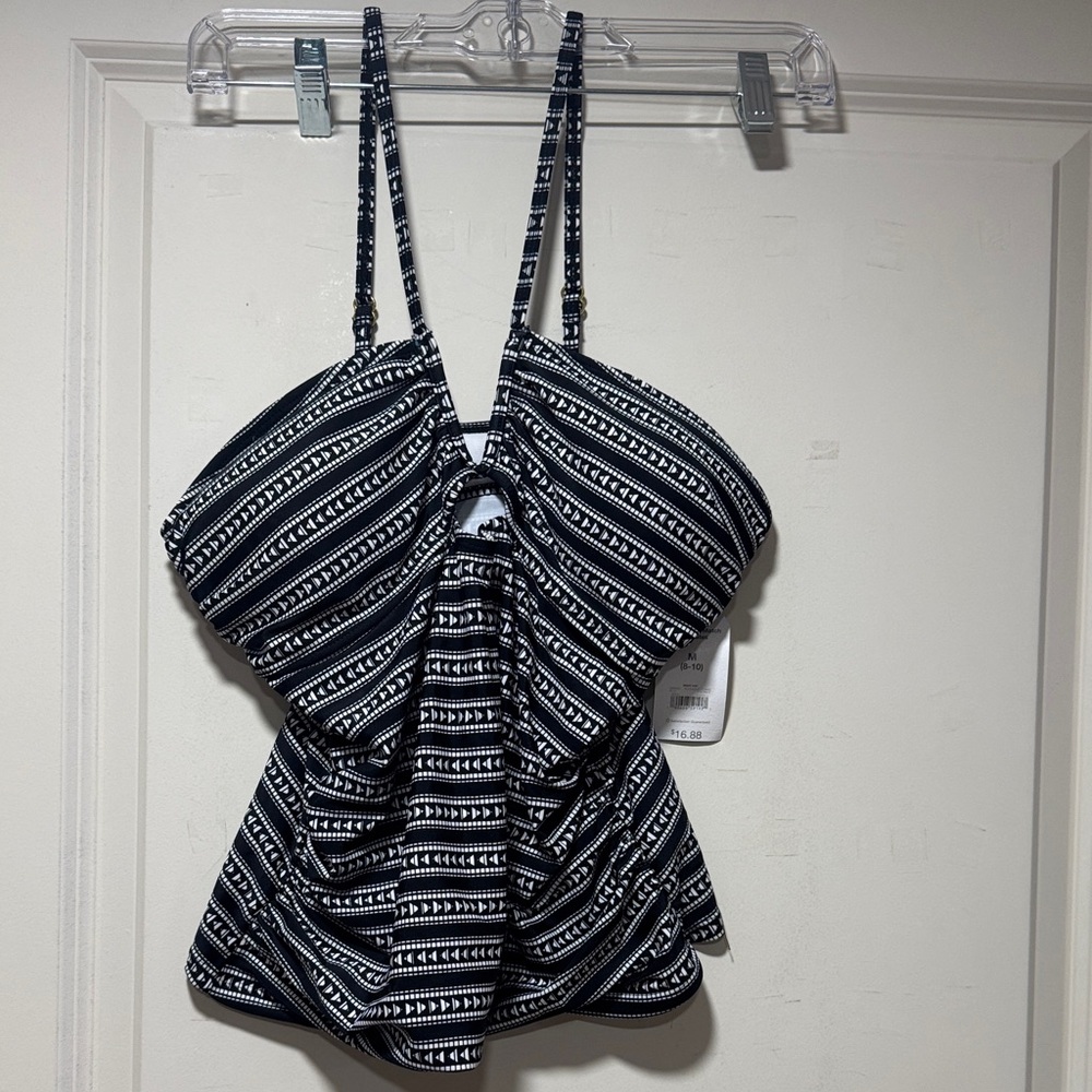 Time and Tru Black and White Swim Camisole